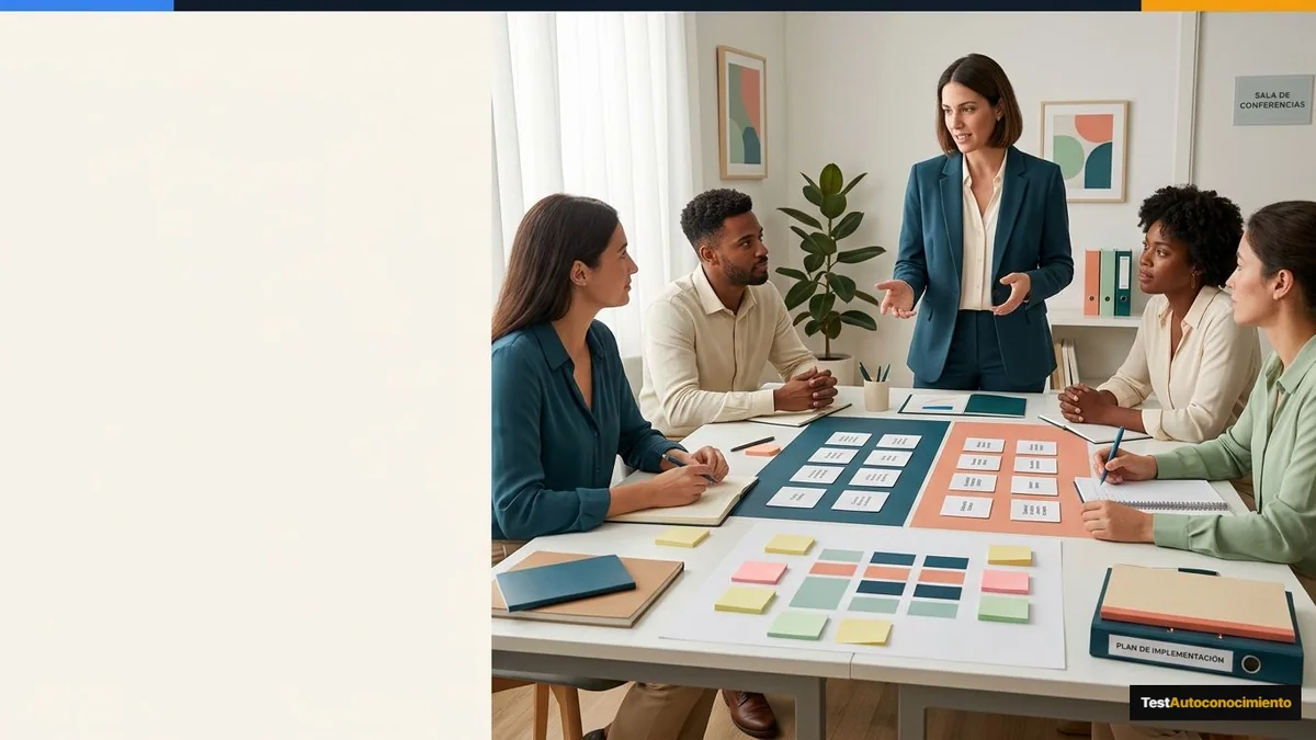 Imagen editorial de a consultant onboarding a small business team into an AI agency network, with a concrete training workshop, process cards and a client implementation plan, no logos or readable text; a balanced visual choice between two clearly different paths, with a decision still open so the reader wants the verdict. Artículo: Dania.ai vs HighLevel 2026: cuál elegir para tu agencia