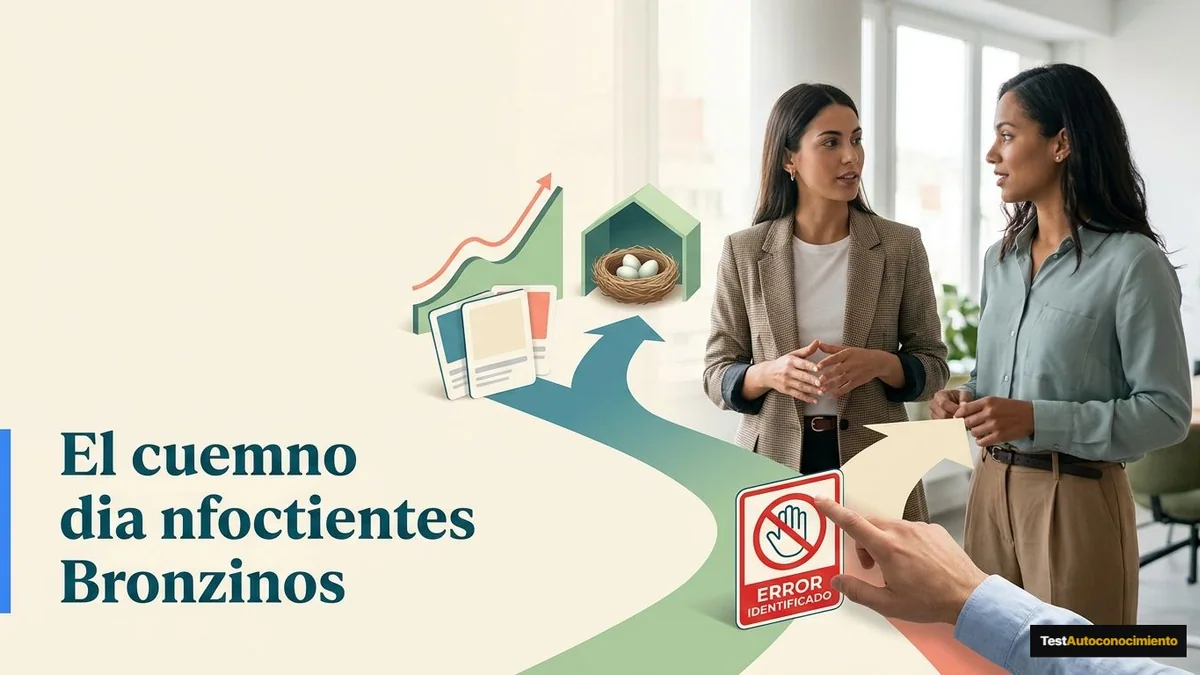 Imagen editorial de a concrete investment decision represented by a branching path, portfolio cards, an abstract growth chart and a protected nest egg, not a generic desk; a recognizable mistake with visual warning cues and a concrete corrective action, creating curiosity about the solution. Artículo: Claude para negocios en 2026: ¿Cómo usar IA para estrategia, análisis y toma de decisiones?